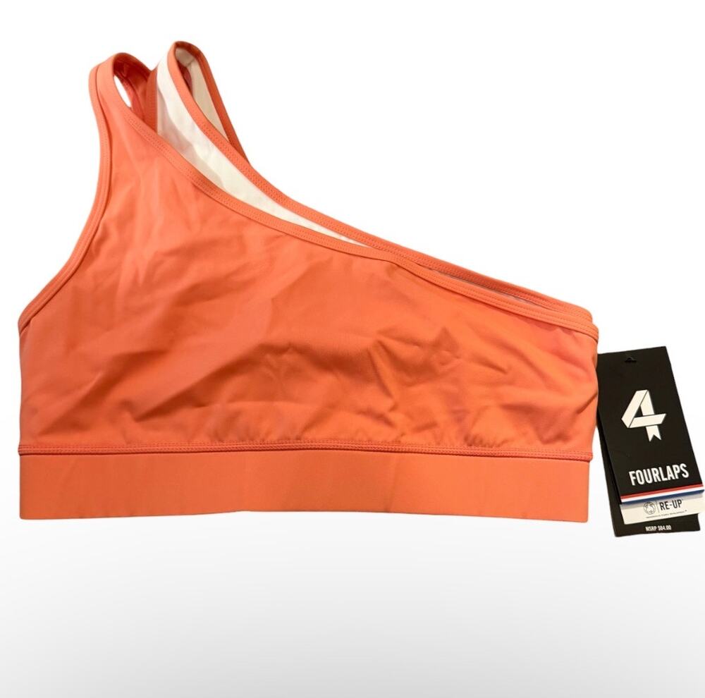 4 Laps Solo Sports Bra Peach Orange White Size M Retail $64 New with Tags